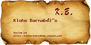 Klohs Barnabás névjegykártya