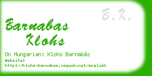barnabas klohs business card